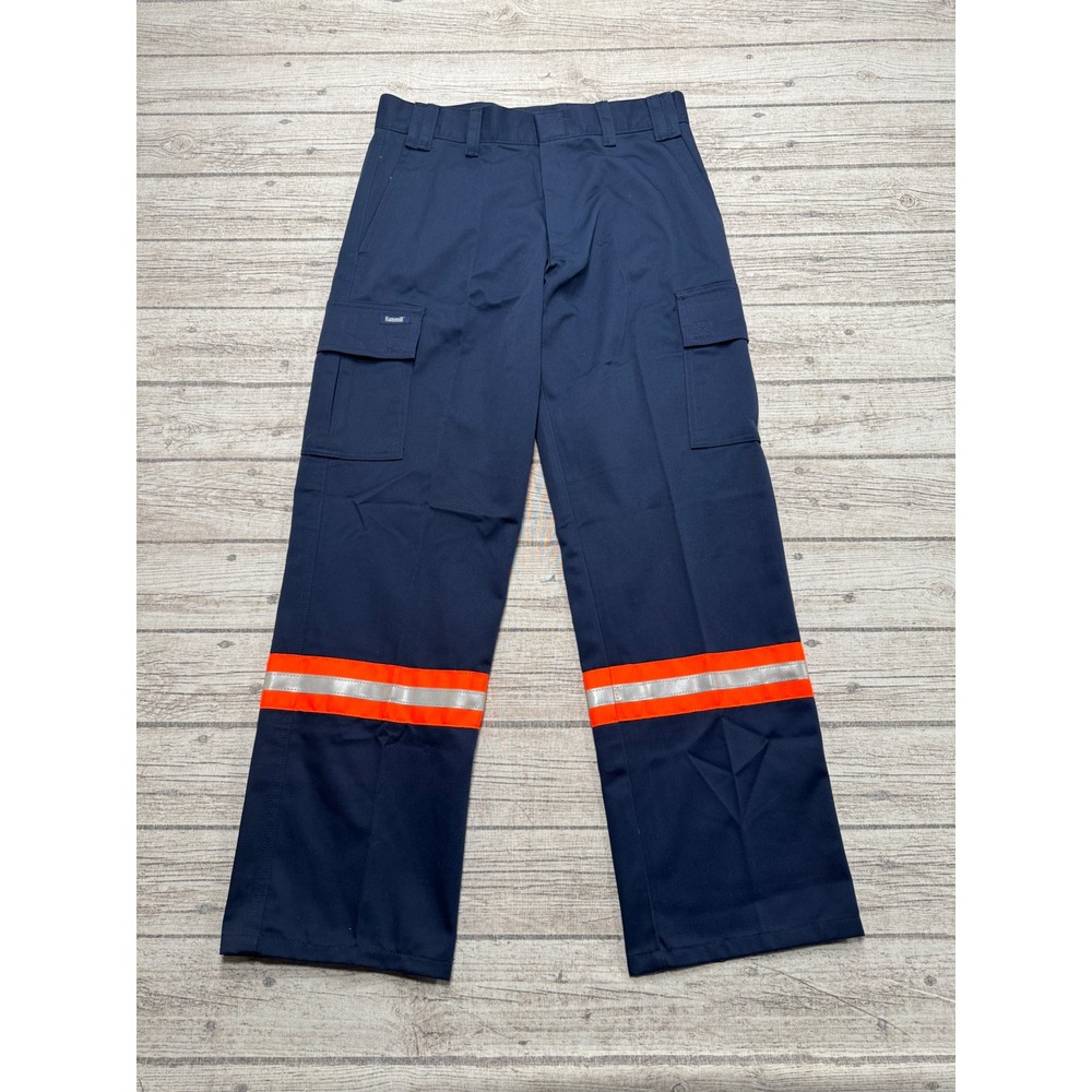NEW Hammill Cargo Pants Men's 32 Navy Blue Reflective Safety Tape Hi-Vis Utility